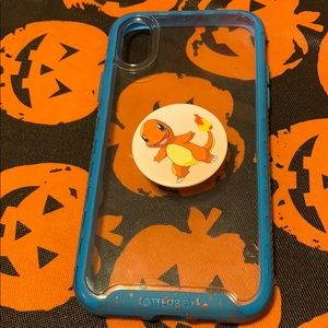 Clear otter box with Pokémon popsocket